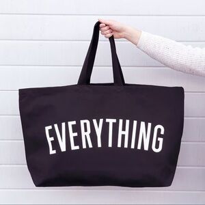 Oversized Black Tote Bag 'Everything' Print
